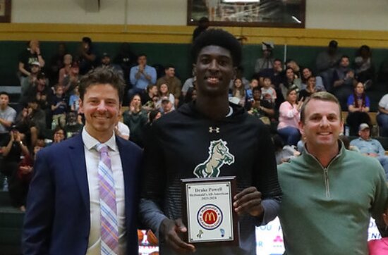 Drake Powell is presented with his plaque naming him a McDonald’s High School All-American